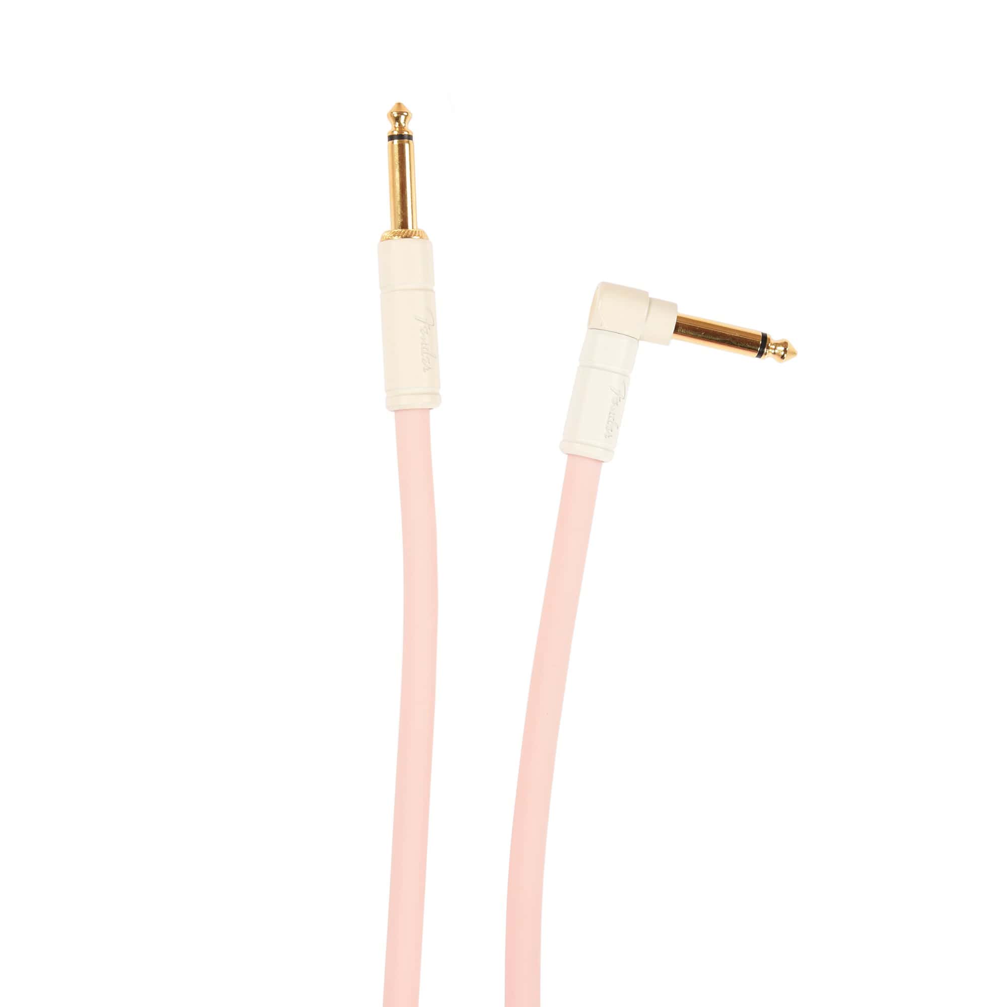 Fender Deluxe Instrument Cable Shell Pink 15' Angle-Straight